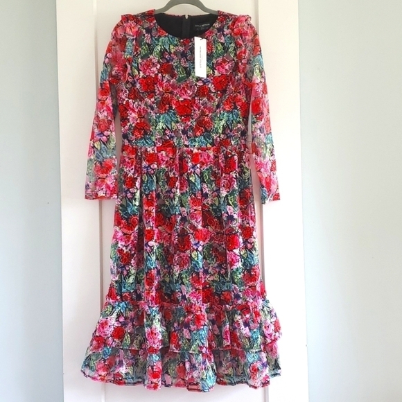 NWT Little Mistress London Alora Colorful Floral lace midi dress size 10 - Picture 6 of 14